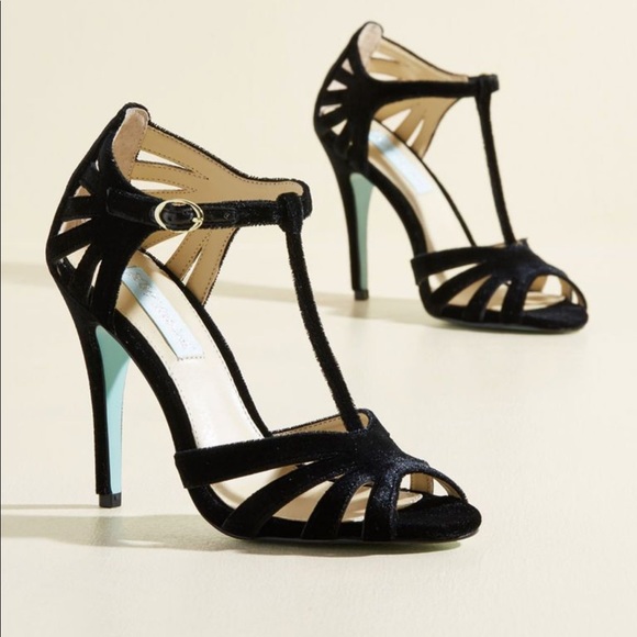Betsey Johnson Shoes - Blue by Betsy Johnson black velvet t strap heel